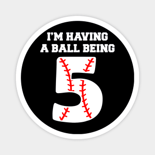 Kids 5 Year Old Baseball 5th Birthday Magnet